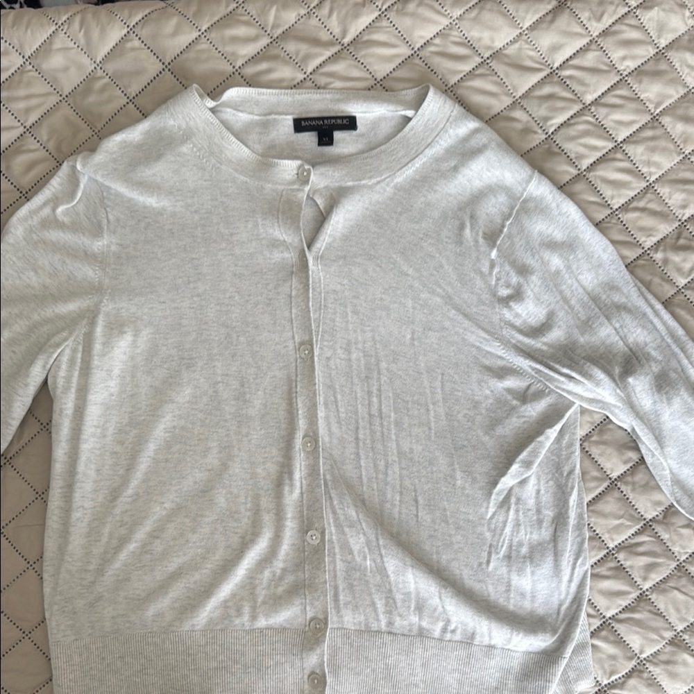 Banana Republic Soft Gray Button-Up Sweater